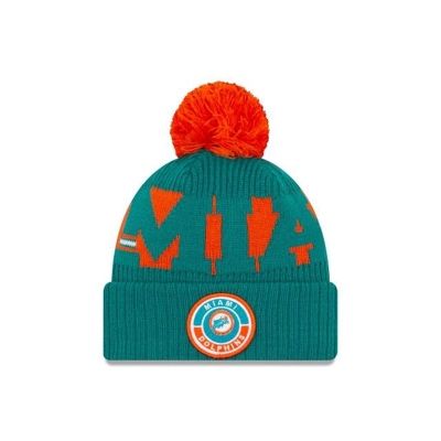 Miami Dolphins Gorra | New Era NFL Historic Cold Weather Sport Knit Beanie Mexico - Azules